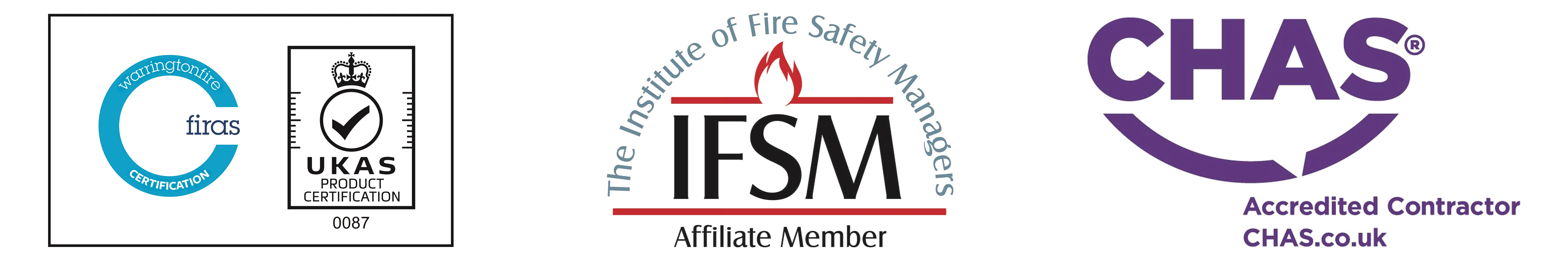 FIRAS UKAS Product Certification, IFSM Affiliate Member, and CHAS Accredited Contractor