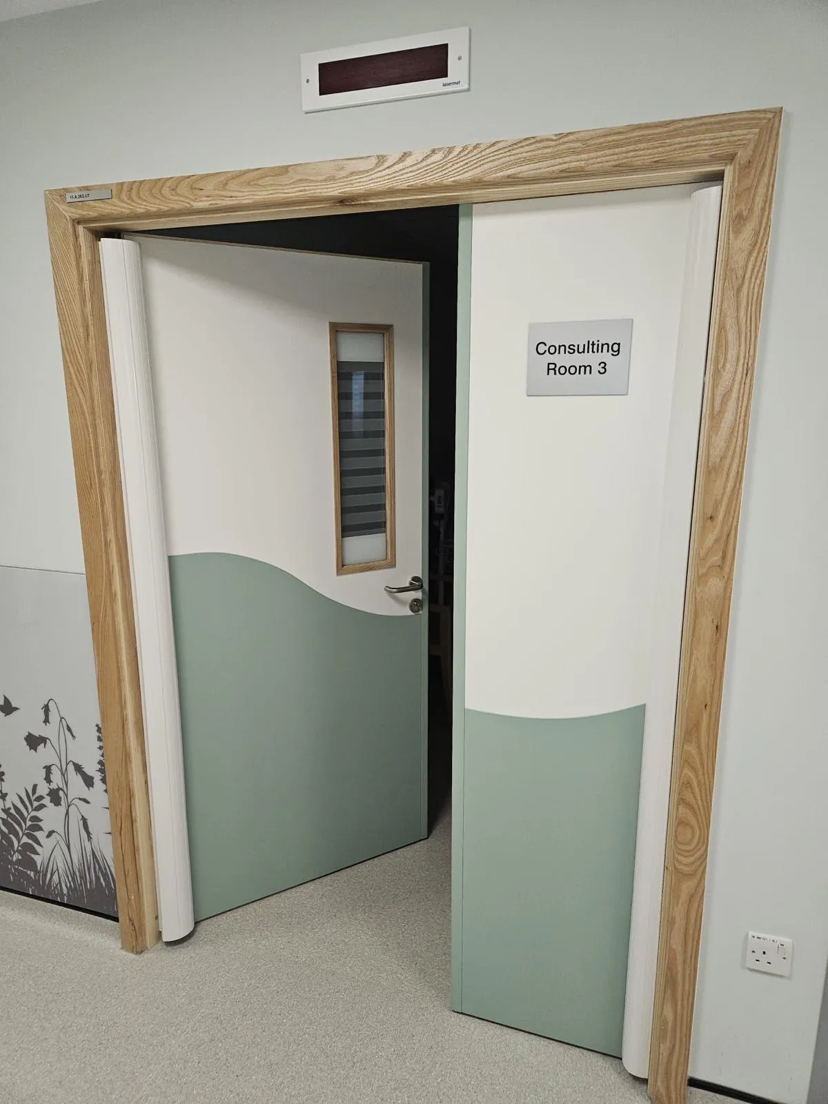 Fire-rated ash doorset to a consulting room